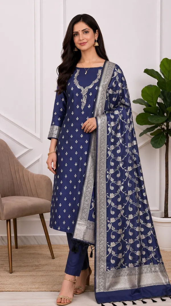 Beautiful_Navy_Blue_Banarasi_Soft_Semi_Silk_3Pcs_Suit_Banarasi_Soft_Semi_Silk