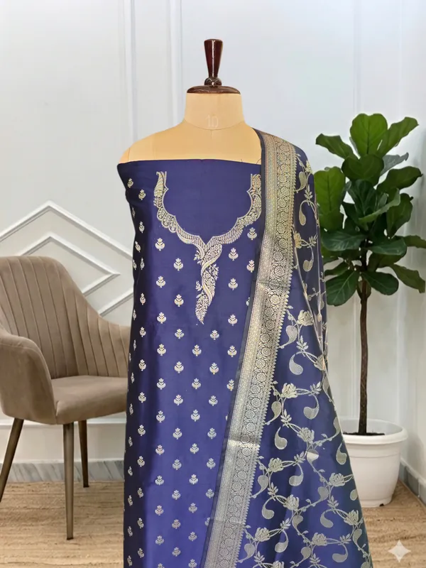 Beautiful_Navy_Blue_Banarasi_Soft_Semi_Silk_3Pcs_Suit_Banarasi_Soft_Semi_Silk