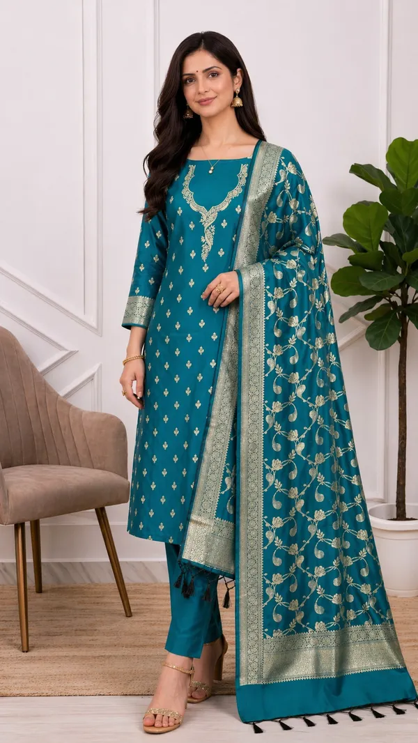 Peacock_Banarasi_Soft_Semi_Silk_3_Pcs_Suit_Banarasi_Soft_Semi_Silk