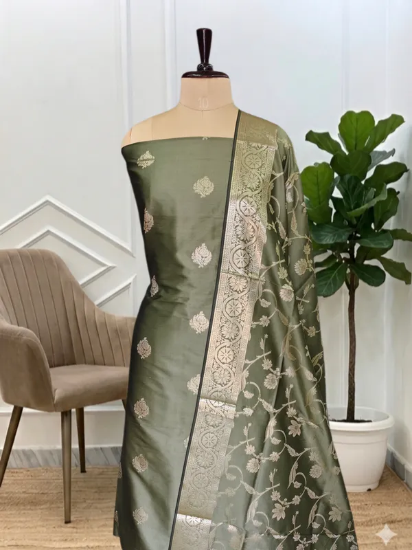 Classic_Zari_Banarasi_Semi_Soft_Silk_Suit_With_Mehndi_Banarasi_Soft_Semi_Silk