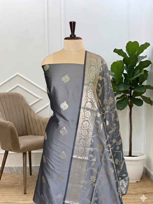 Modern_Ethnic_Banarasi_Soft_Semi_Silk_Suit_With_Grey_Banarasi_Soft_Semi_Silk