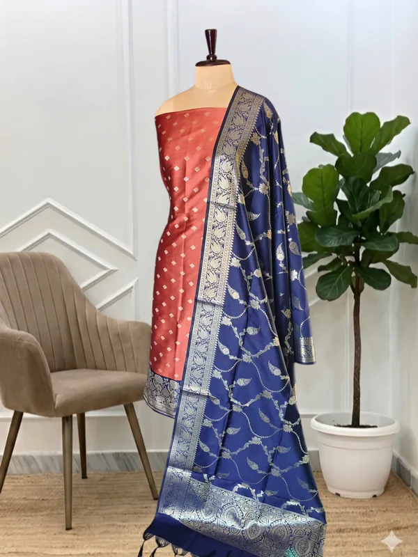 Classic_Traditional_Banarasi_Semi_Silk_3_Pcs_Suit_With_Contrast_Banarasi_Soft_Semi_Silk