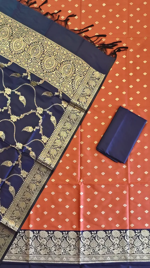 Classic_Traditional_Banarasi_Semi_Silk_3_Pcs_Suit_With_Contrast_Banarasi_Soft_Semi_Silk