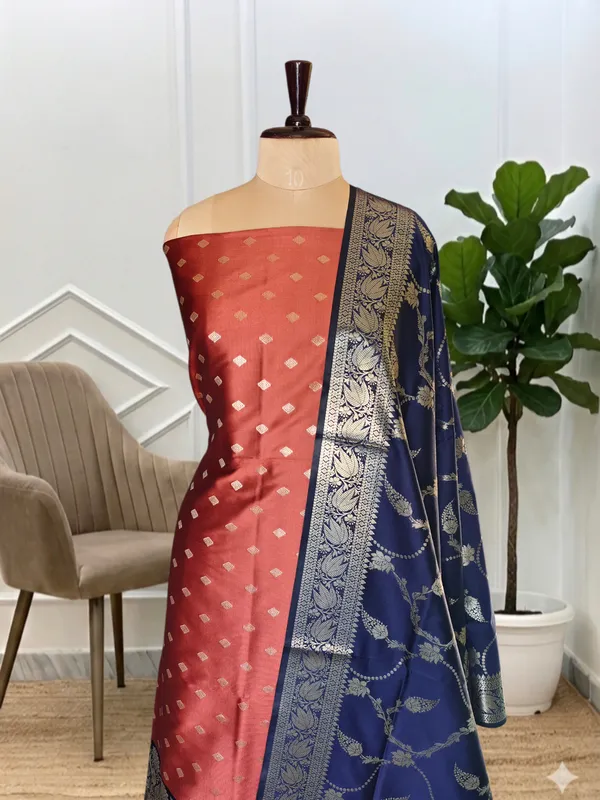 Classic_Traditional_Banarasi_Semi_Silk_3_Pcs_Suit_With_Contrast_Banarasi_Soft_Semi_Silk