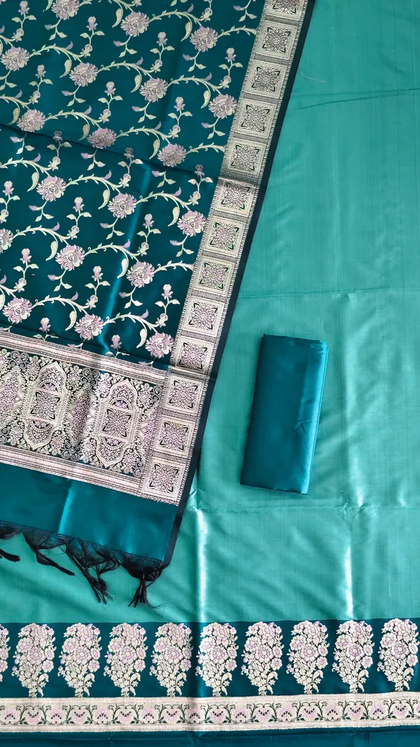 Elegant_Banarasi_Soft_Semi_Silk_3_Pcs_Suit_For_Festive_Wedding_Wear_With_Peacock_Banarasi_Soft_Semi_Silk