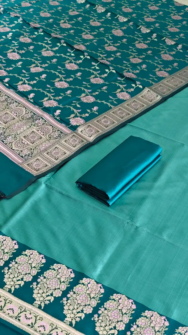 Elegant_Banarasi_Soft_Semi_Silk_3_Pcs_Suit_For_Festive_Wedding_Wear_With_Peacock_Banarasi_Soft_Semi_Silk