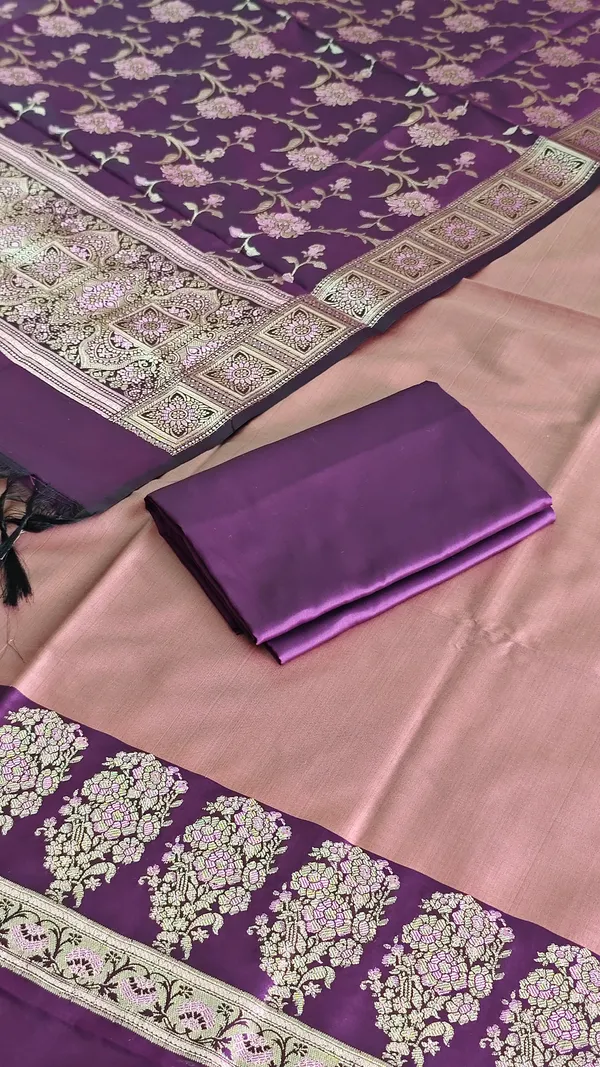 Luxury_Soft_Silk_Banarasi_3_Pcs_Suit_With_Dusty_Rose_Pink_Contrast_Royal_Mauve_Purple_Banarasi_Soft_Semi_Silk