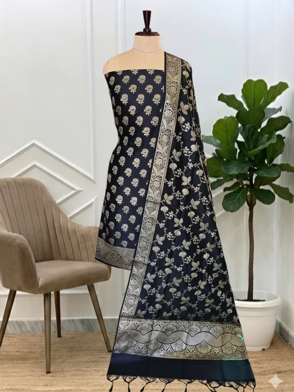 The_Artisan_S_Soul_Hand_Curated_Soft_Banarasi_Silk_3_Pcs_Suit_With_Black_Banarasi_Soft_Silk