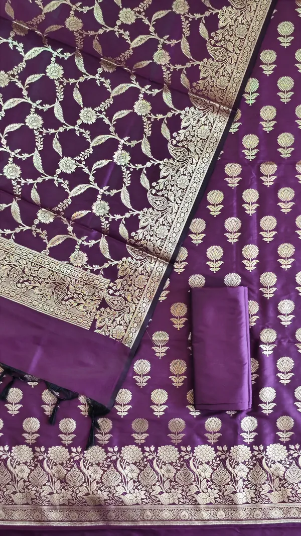 Party_Wear_Banarasi_Silk_Suit_3_Piece_With_Magenta_Banarasi_Silk