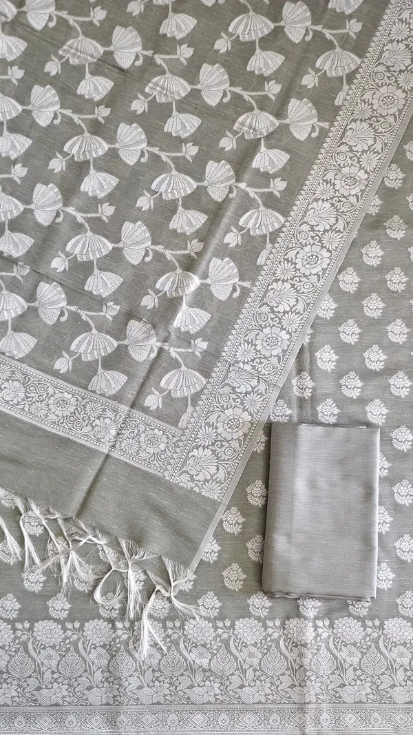 Traditional_Banarasi_Linen_Silk_3_Pcs_Suit_With_Sage_Green_Banarasi_Linen_Silk