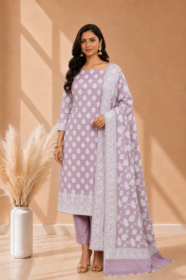 Luxury_Banarasi_Linen_Dress_Material_3_Piece_Suit_With_Dusty_Lavender_Banarasi_Linen_Silk