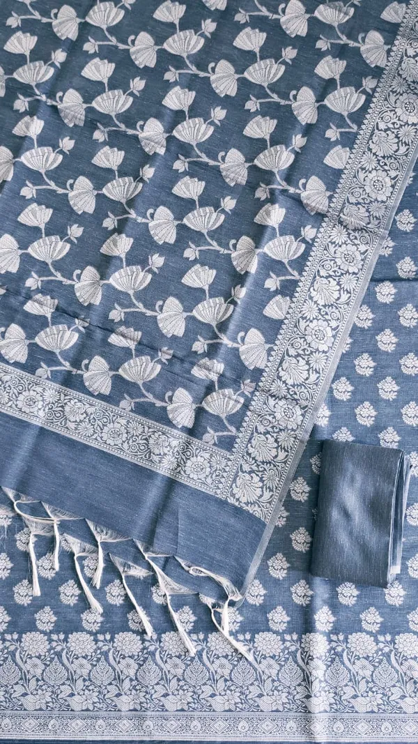 Classic_Banarasi_Linen_3_Piece_Suit_With_Dusty_Steel_Blue_Banarasi_Linen_Silk