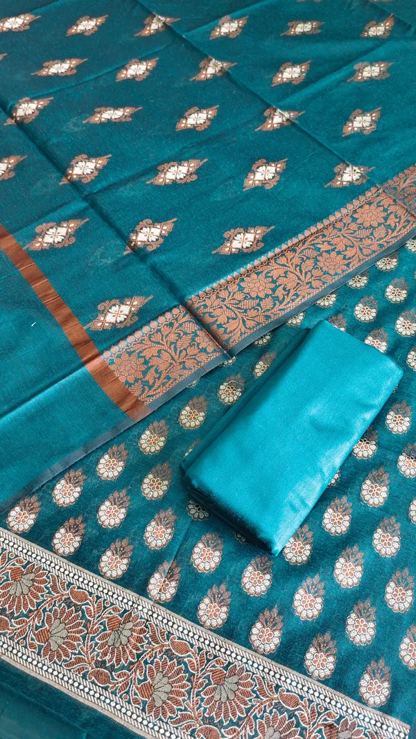 Traditional_Banarasi_Cotton_Silk_3_Pcs_Suit_With_Meena_Artistic_Weaving_Banarasi_Cotton_Silk