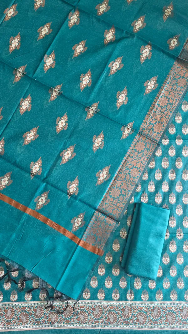 Traditional_Banarasi_Cotton_Silk_3_Pcs_Suit_With_Meena_Artistic_Weaving_Banarasi_Cotton_Silk