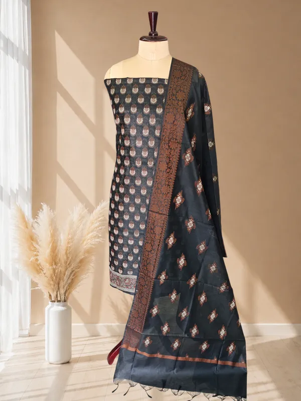 Midnight_Black_Banarasi_Cotton_Silk_3_Piece_Suit_With_Meena_Banarasi_Cotton_Silk