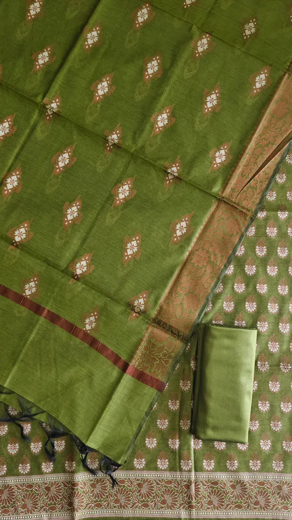 Luxury_Banarasi_Cotton_Silk_Festive_Wear_3_Pcs_Suit_With_Mehendi_Banarasi_Cotton_Silk