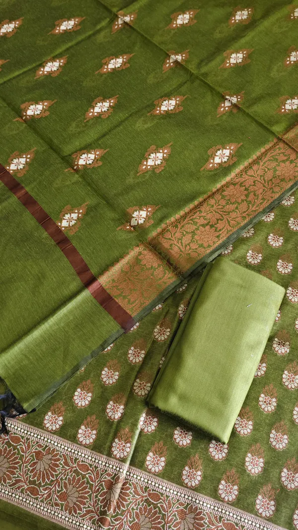 Luxury_Banarasi_Cotton_Silk_Festive_Wear_3_Pcs_Suit_With_Mehendi_Banarasi_Cotton_Silk