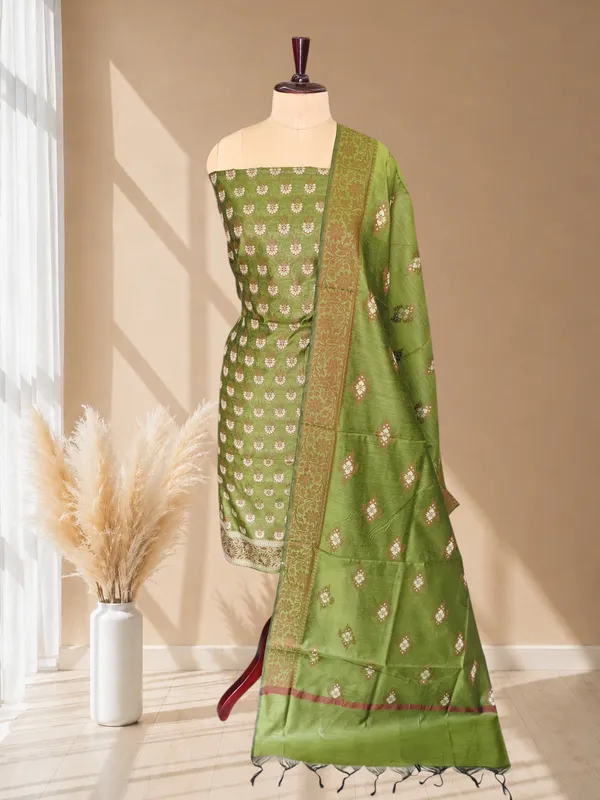 Luxury_Banarasi_Cotton_Silk_Festive_Wear_3_Pcs_Suit_With_Mehendi_Banarasi_Cotton_Silk