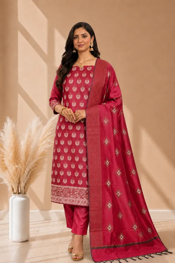 Authentic_Banarasi_Cotton_Silk_3_Piece_Suit_With_Meena_Dard_Red_Banarasi_Cotton_Silk