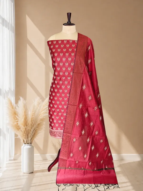 Authentic_Banarasi_Cotton_Silk_3_Piece_Suit_With_Meena_Dard_Red_Banarasi_Cotton_Silk