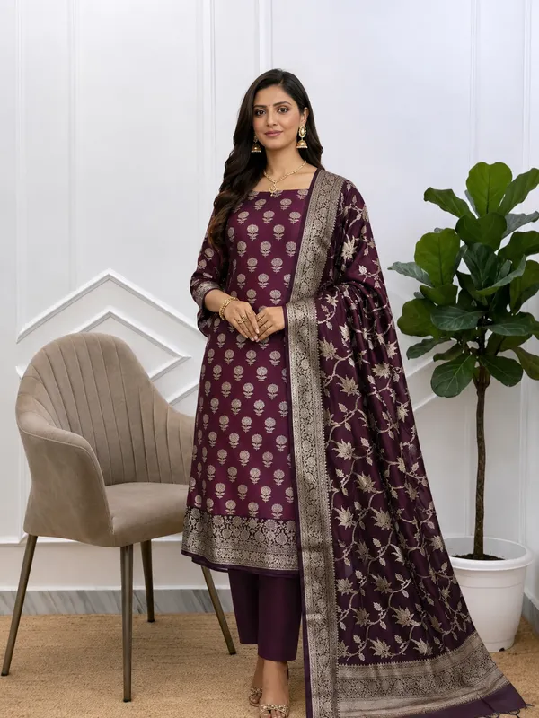 Banarasi_Salwar_Kameez_Woven_Zari_Work_3_Piece_Outfit_With_Wine