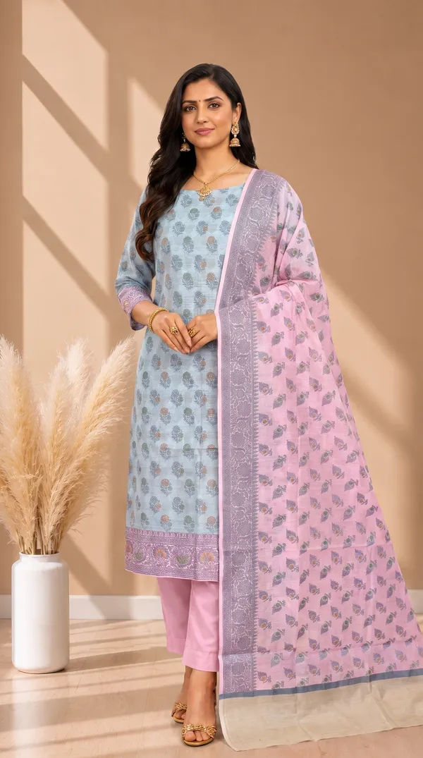 Elegant_Banarasi_Cotton_Silk_Meena_Suit_Set_|_3_Piece_Ethnic_Wear