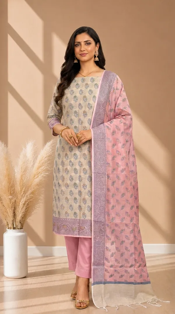 Elegant_Banarasi_Cotton_Silk_Meena_Suit_Set_|_3_Piece_Ethnic_Wear