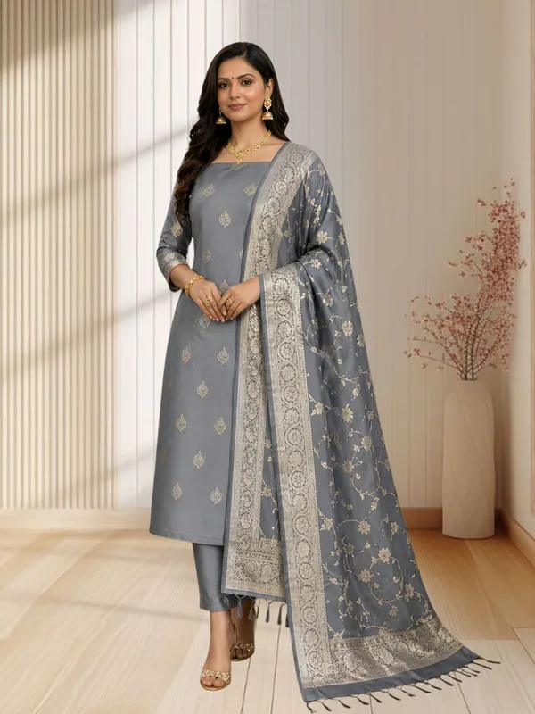 Modern_Ethnic_Banarasi_Soft_Semi_Silk_Suit_With_Grey_Banarasi_Soft_Semi_Silk