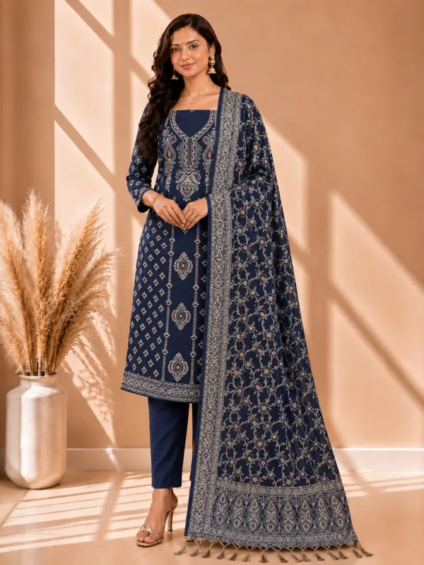Latest_Banarasi_Cotton_Meena_3_Pcs_Suit_With_Neck_Design_for_Women_