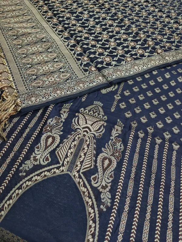 Latest_Banarasi_Cotton_Meena_3_Pcs_Suit_With_Neck_Design_for_Women_