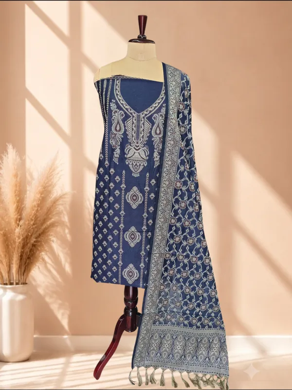 Latest_Banarasi_Cotton_Meena_3_Pcs_Suit_With_Neck_Design_for_Women_