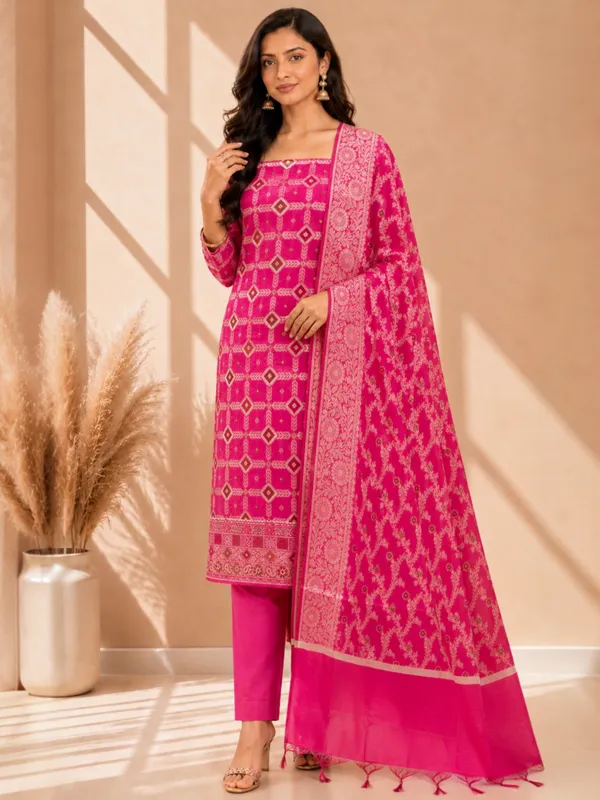 Elegant_Banarasi_Cotton_Silk_Meena_3_Piece_Suit_Rani_Color