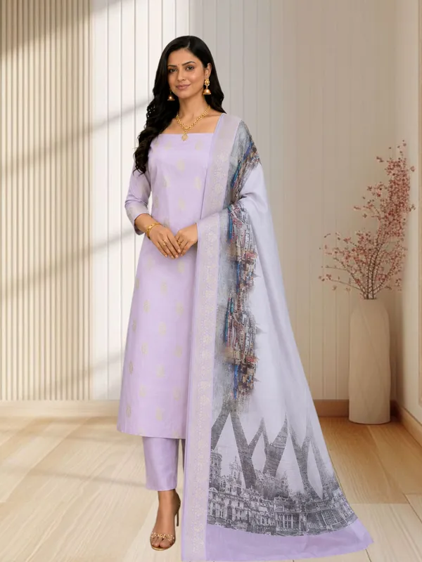 Light_Onion_Banarasi_Soft_Cotton_Silk_Suit_With_Banaras_Namo_Ghat_Printed_Dupatta_Banarasi_Soft_Cotton_Silk