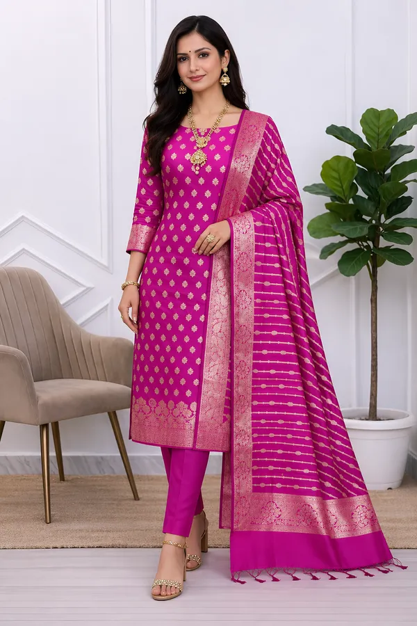 Premium_Banarasi_Silk_3_Piece_Suit_Set_For_Elegant_Women_With_Contrast_Pallu_Banarasi_Silk_Suit