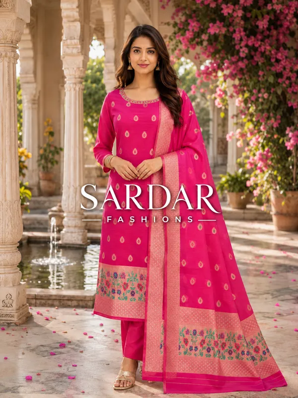 Best_Banarasi_Soft_Silky_Cotton_Silk_3_Pcs_Suits_With_All_Over_Meena