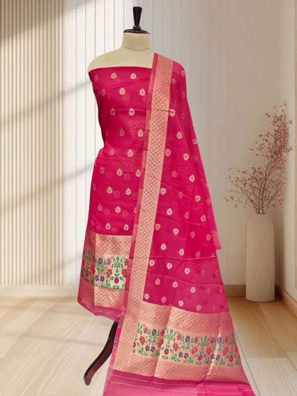 Best_Banarasi_Soft_Silky_Cotton_Silk_3_Pcs_Suits_With_All_Over_Meena