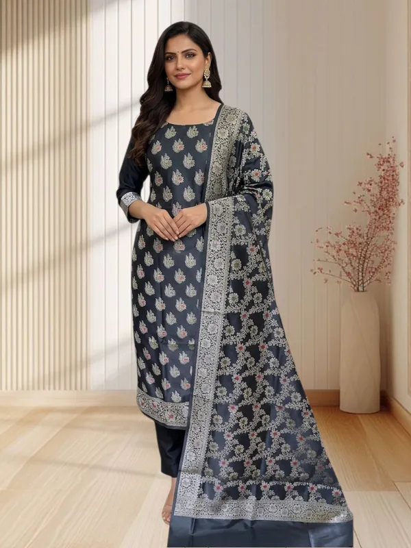 Beautiful_Black_Banarasi_Semi_Soft_Silk_Suit_With_Meena_Banarasi_Cotton_Silk_Suit