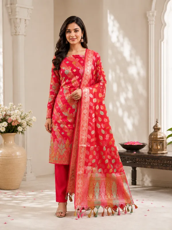 Luxury_and_Beautiful__Banarasi_Meena_Cotton_Silk_3_Pcs_Suit_with_All_Over_Meena