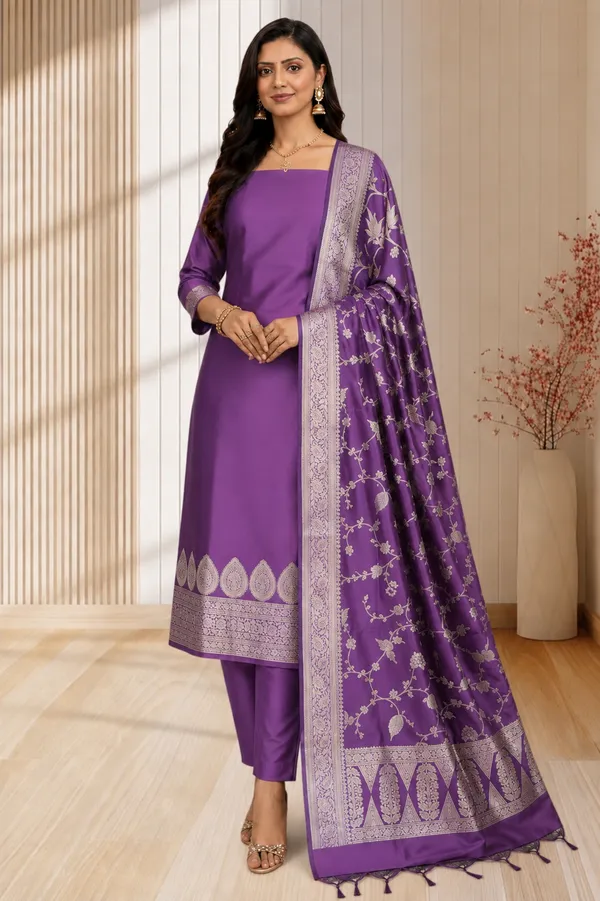 New_Arrival_Banarasi_Semi_Soft_Silk_Suits_With_Dupatta_Set_Banarasi_Semi_Soft_Silk