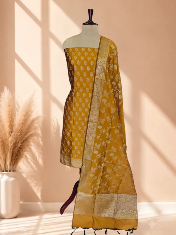 Featherlight_Elegance_The_Softest_Banarasi_Silk_3_Pcs_Suit_With_Mustard_Banarasi_Soft_Silk