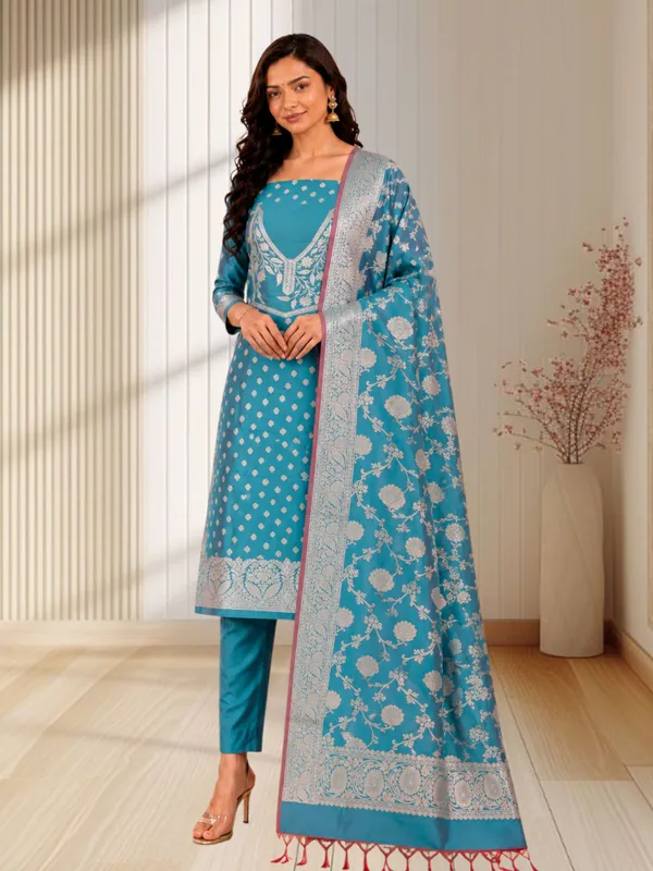 Premium_Banarasi_Ladies_3_Piece_Silk_Suit_with_Neck_Design