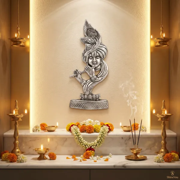 ShineYou_Premium_Aluminium_Krishna_Wall_Décor_|_Antique_Silver_Finish_Lord_Krishna_Flute_Wall_Hanging_|_Handcrafted_Decorative_Wall_Sculpture_for_Home,_Pooja_Room_&_Living_Room