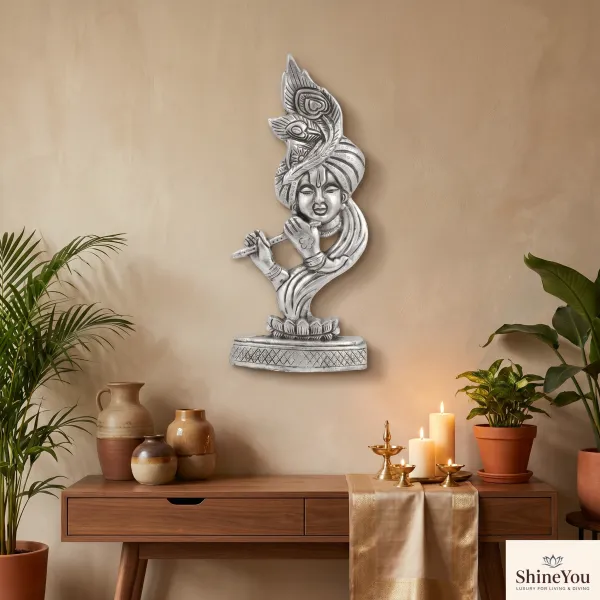 ShineYou_Premium_Aluminium_Krishna_Wall_Décor_|_Antique_Silver_Finish_Lord_Krishna_Flute_Wall_Hanging_|_Handcrafted_Decorative_Wall_Sculpture_for_Home,_Pooja_Room_&_Living_Room