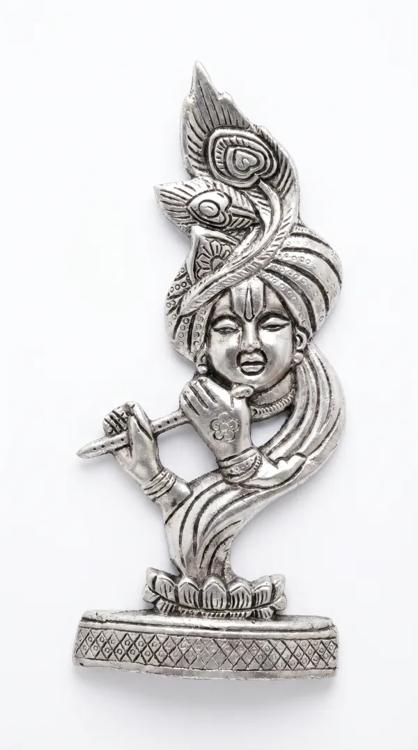 ShineYou_Premium_Aluminium_Krishna_Wall_Décor_|_Antique_Silver_Finish_Lord_Krishna_Flute_Wall_Hanging_|_Handcrafted_Decorative_Wall_Sculpture_for_Home,_Pooja_Room_&_Living_Room
