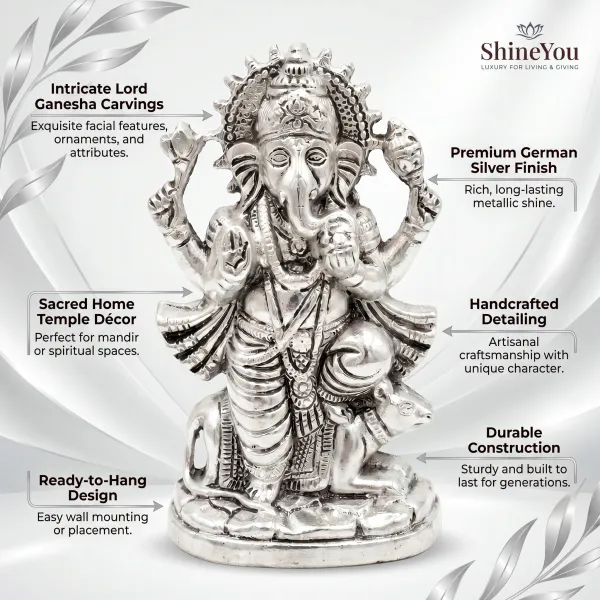 ShineYou_Premium_German_Silver_Ganesha_Wall_Hanging