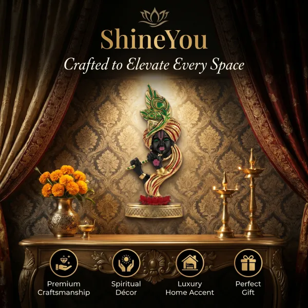ShineYou_Premium_Hand-Painted_Aluminium_Krishna_Wall_Décor_|_Lord_Krishna_with_Flute_&_Peacock_Feather_Wall_Hanging_|_Multicolour_Spiritual_Wall_Art_for_Home,_Mandir_&_Gifting