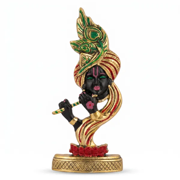 ShineYou_Premium_Hand-Painted_Aluminium_Krishna_Wall_Décor_|_Lord_Krishna_with_Flute_&_Peacock_Feather_Wall_Hanging_|_Multicolour_Spiritual_Wall_Art_for_Home,_Mandir_&_Gifting