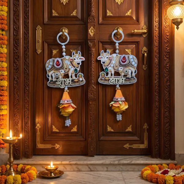 ShineYou_Premium_Kamdhenu_Cow_Shubh_Labh_Door_Hanging_Set