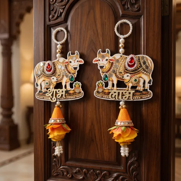 ShineYou_Premium_Kamdhenu_Cow_Shubh_Labh_Door_Hanging_Set