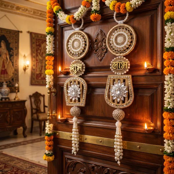 ShineYou_Premium_Shubh_Labh_Door_Hanging_Set_|_Pair_of_Shubh_&_Labh_Decorative_Door_Hangings_with_Pearl_Beadwork,_Floral_Embellishments_&_Tassels_|_Elegant_Entrance_Décor_for_Home,_Mandir_&_Festivals